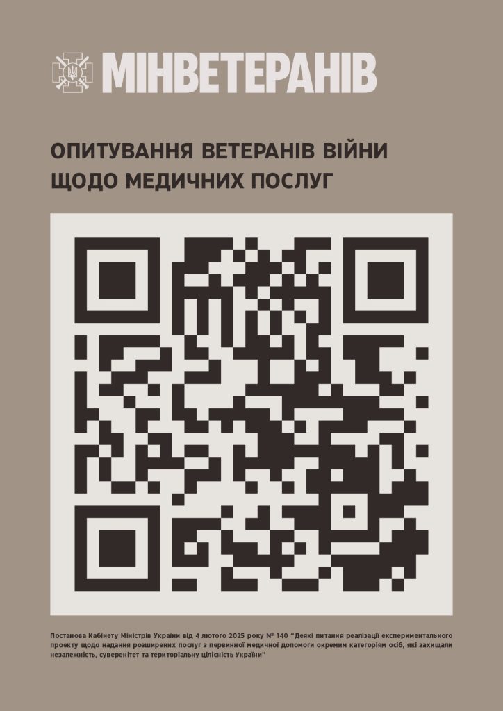 Опитування для ветеранів і ветеранок щодо медичних послуг